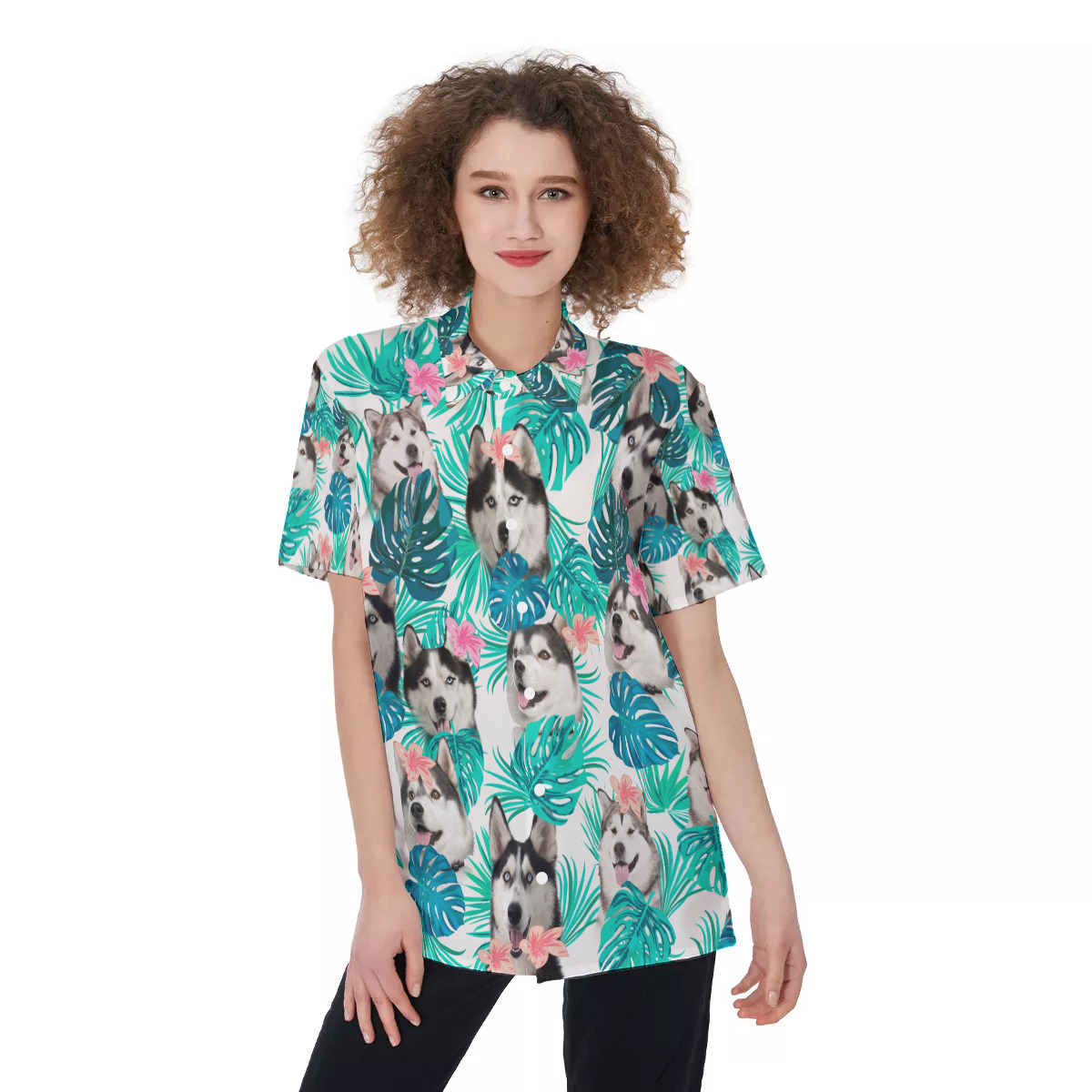 Siberian Husky Women's Hawaiian Shirt - variant image 1