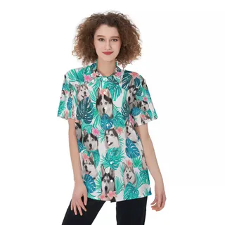Siberian Husky Women's Hawaiian Shirt