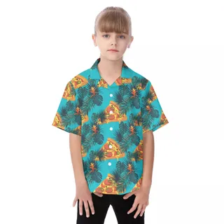 Pizza Kid's Hawaiian | Funny Food Hawaiiain Shirt For Kids