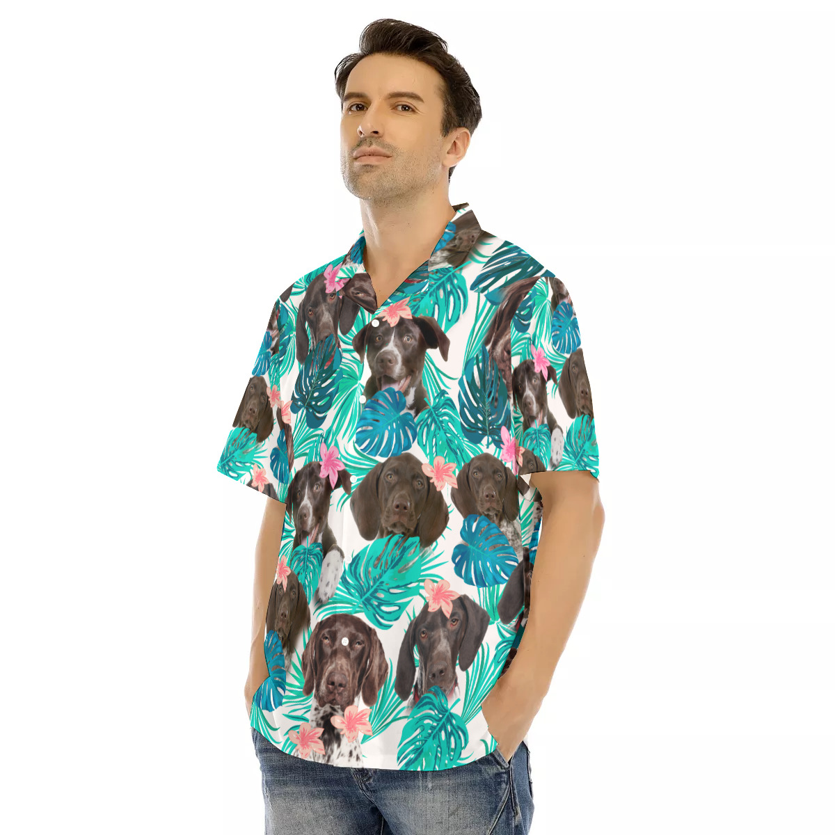 German Shorthaired Pointer Men's Hawaiian Shirt | Best Dog Hawaiian Shirt For Men