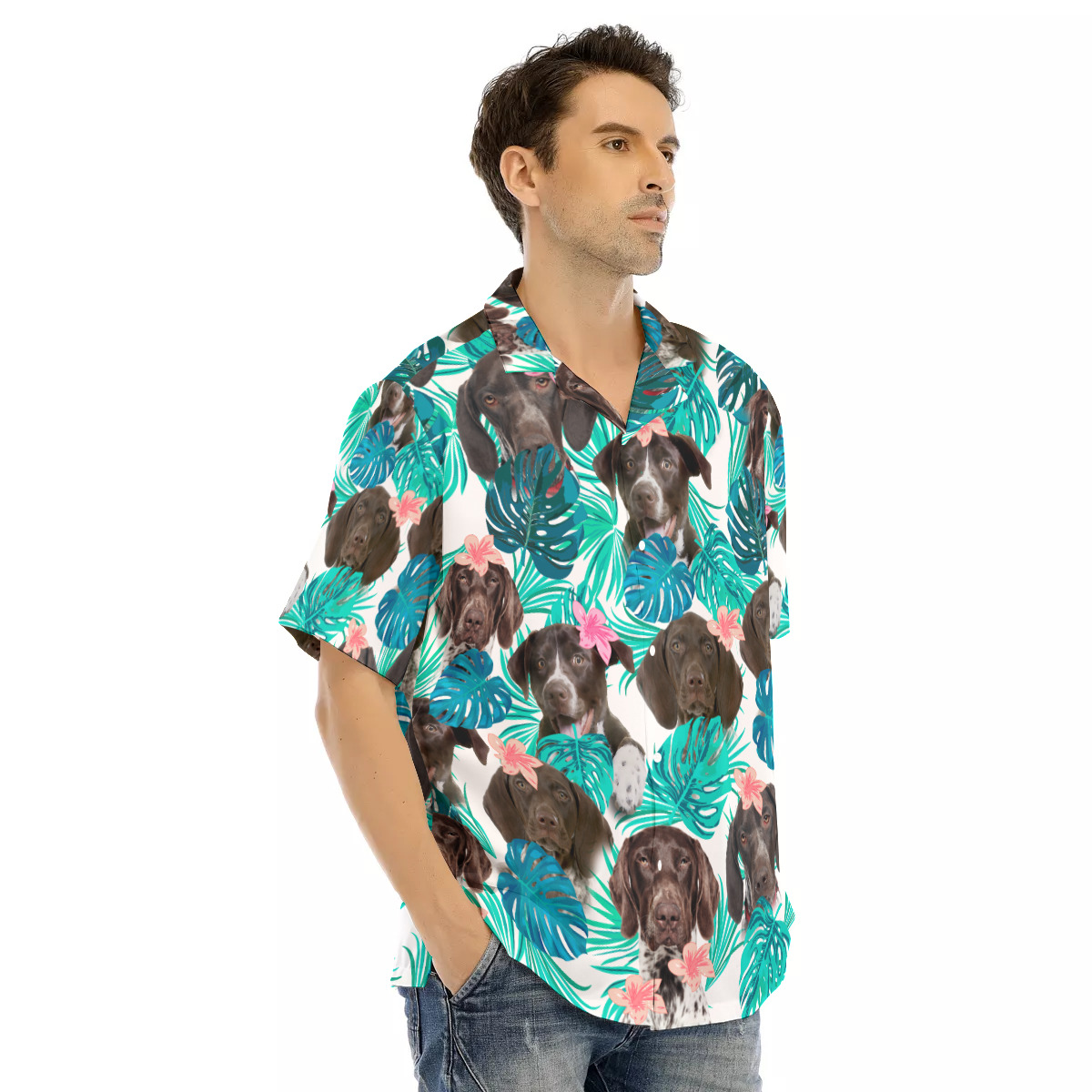 German Shorthaired Pointer Men's Hawaiian Shirt | Best Dog Hawaiian Shirt For Men