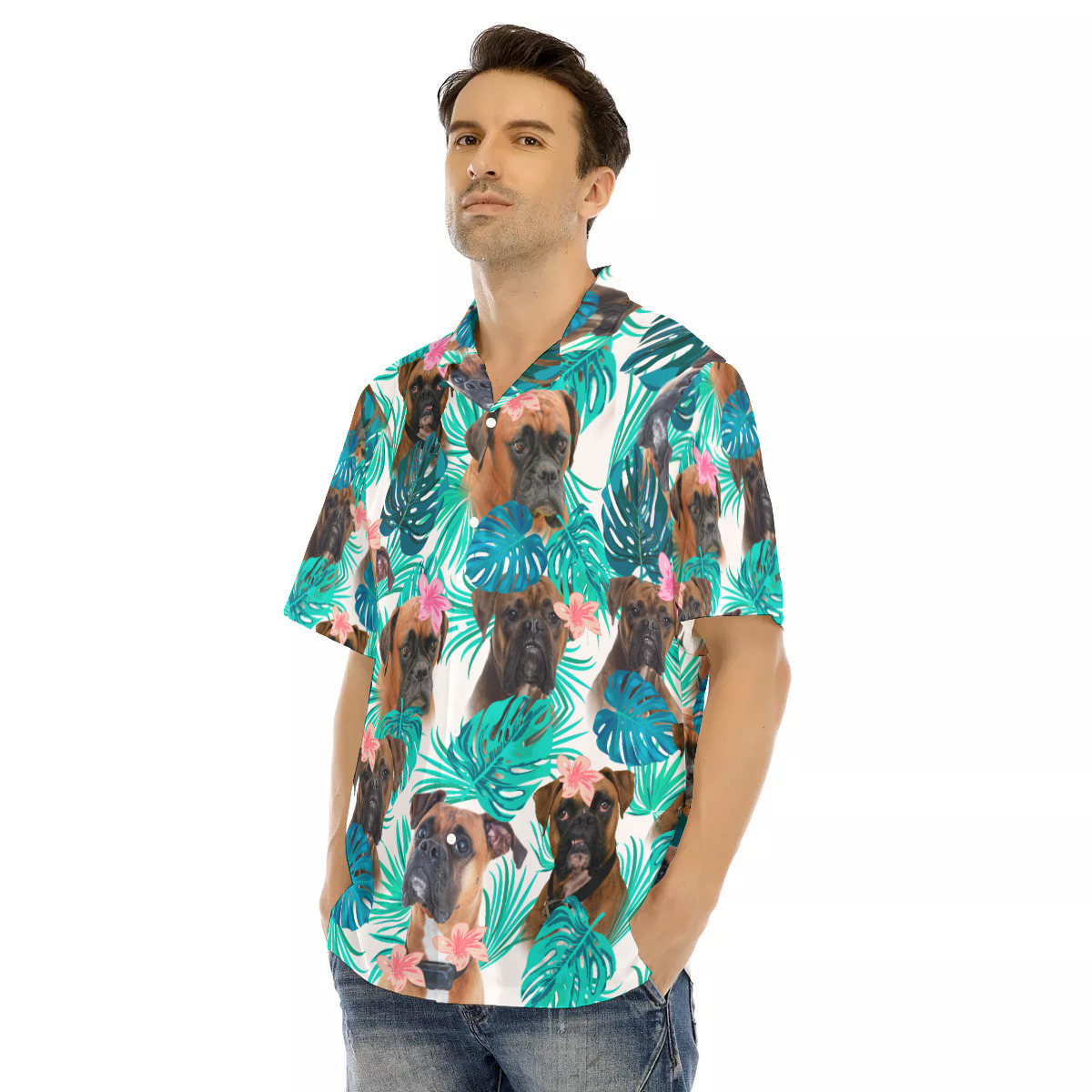 Boxer Men's Hawaiian Shirt | Best Dog Pattern Hawaiian Shirt For Men