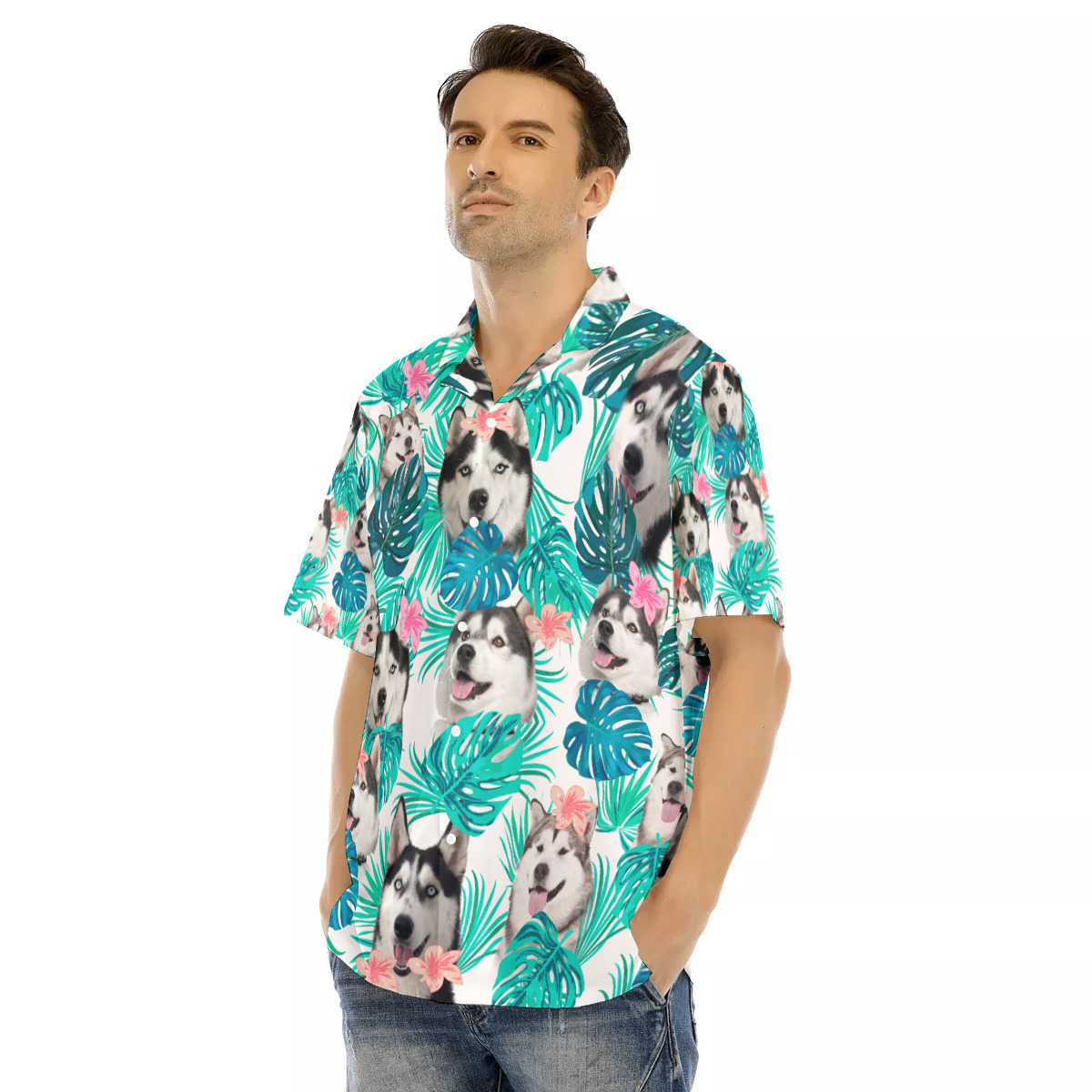 Siberian Husky Men's Hawaiian Shirt | Best Dog Hawaiian Shirt For Men