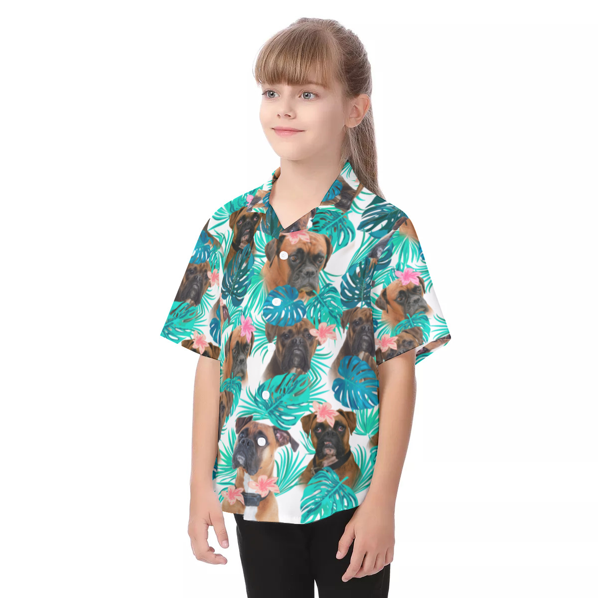 Boxer Kid's Hawaiian | Best Dog Pattern Hawaiian Shirt For Kid