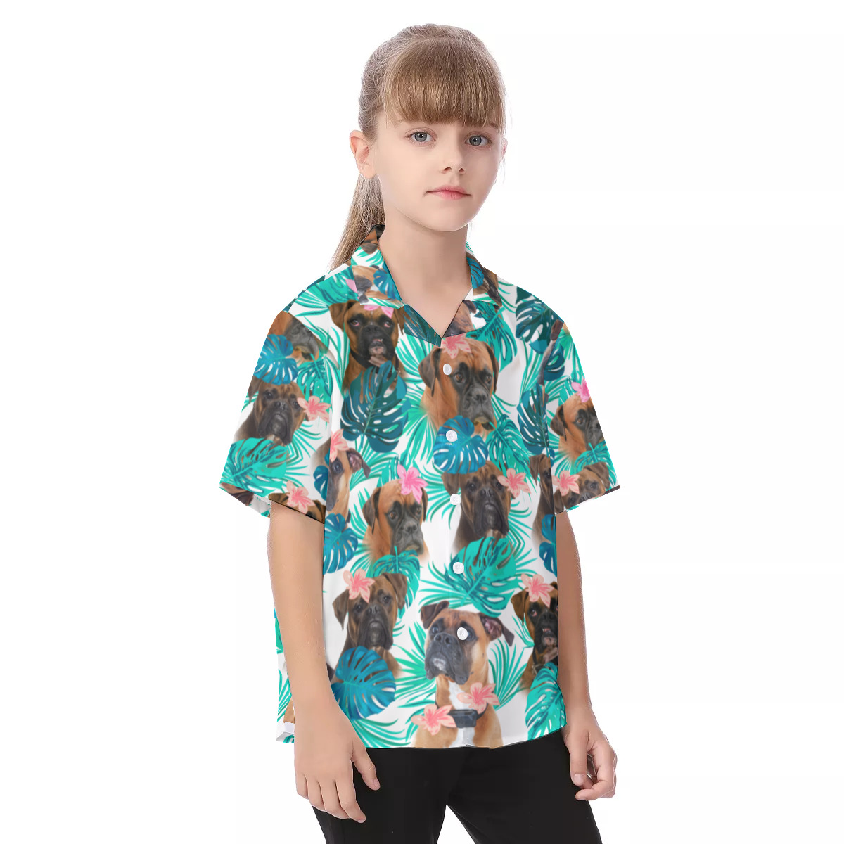 Boxer Kid's Hawaiian | Best Dog Pattern Hawaiian Shirt For Kid