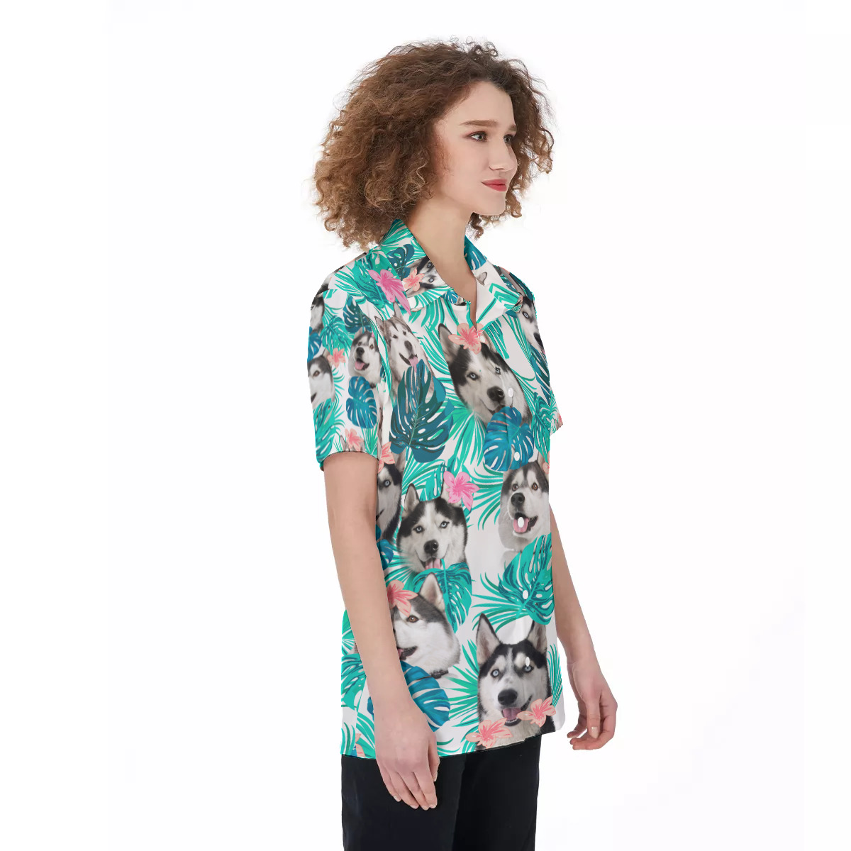 Siberian Husky Women's Hawaiian Shirt
