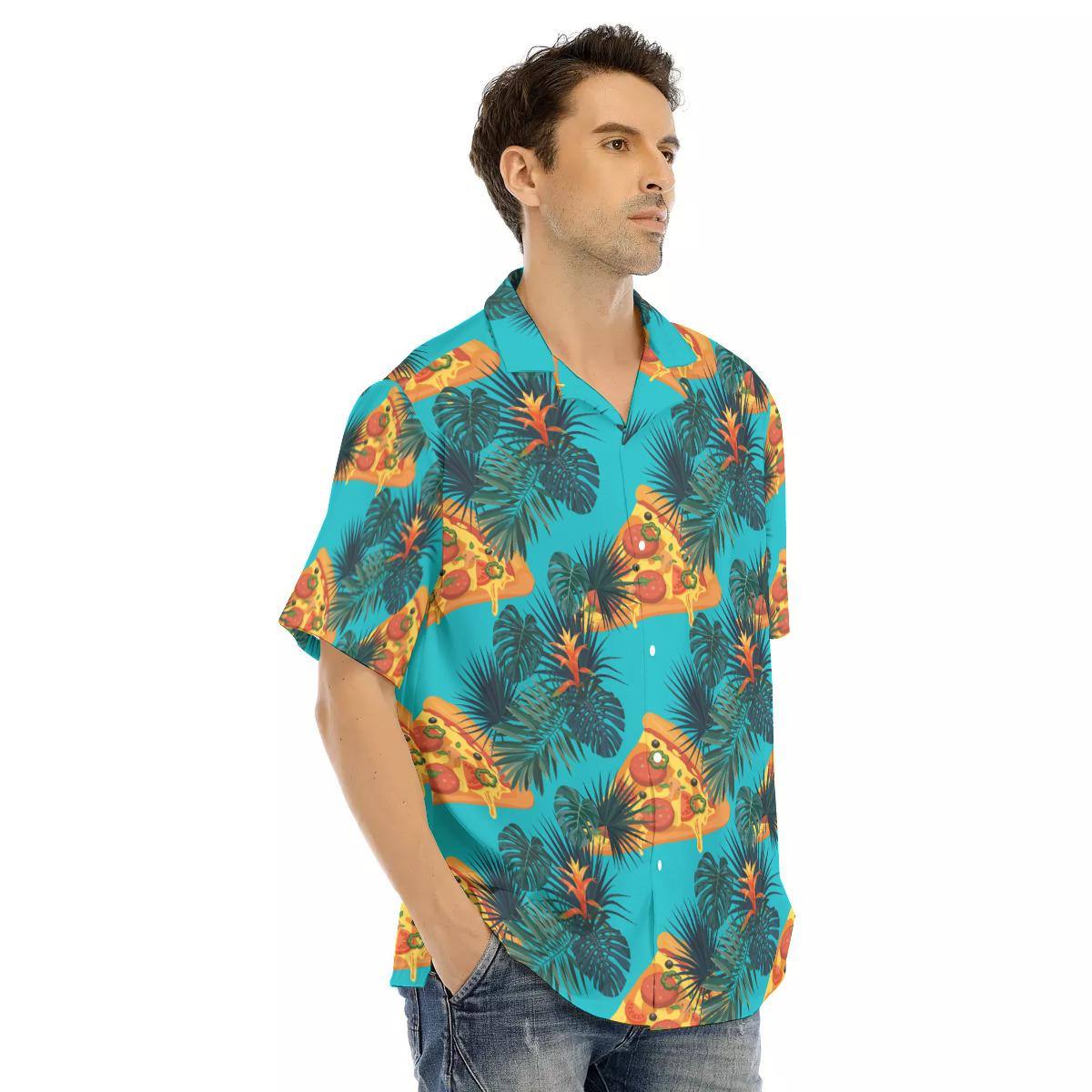 Pizza Men's Hawaiian Shirt | Food Hawaiian Shirt For Summer
