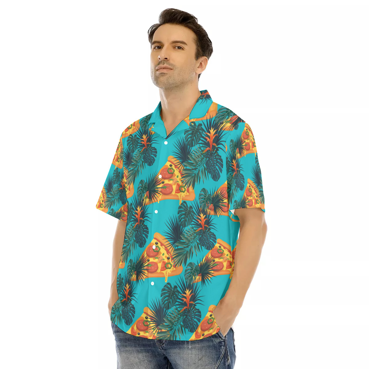 Pizza Men's Hawaiian Shirt | Food Hawaiian Shirt For Summer
