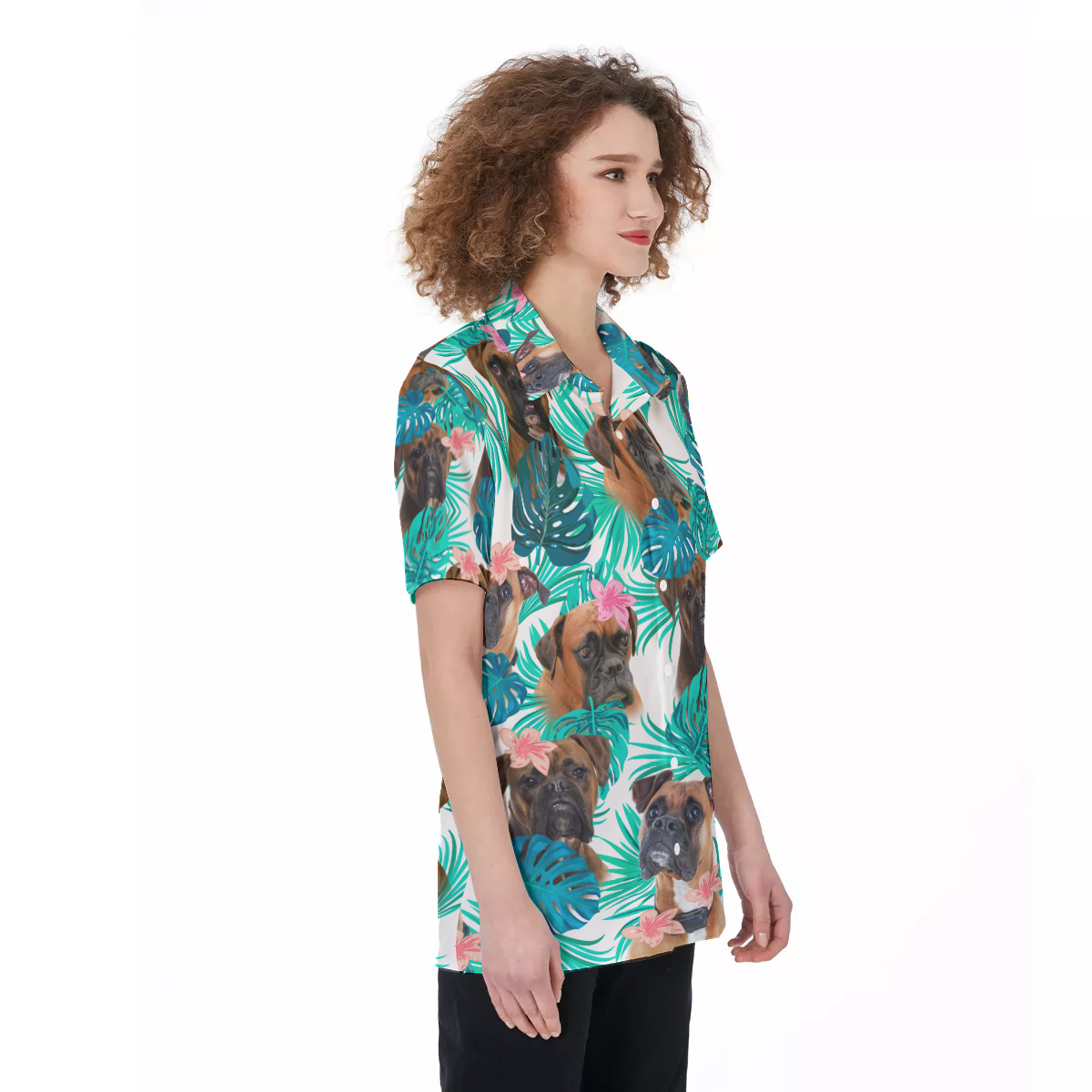 Boxer Women's Hawaiian Shirt | Dog Hawaiian Shirt For Summer Party
