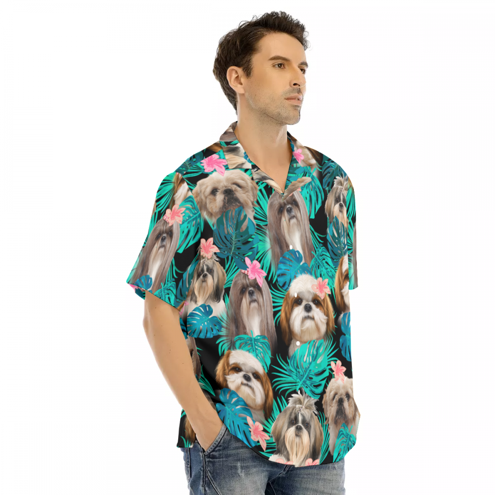 Shih Tzu Men's Hawaiian Shirt | Hawaiian Shirt Dogs | Best Summer Party Short Sleeve Shirt For Men