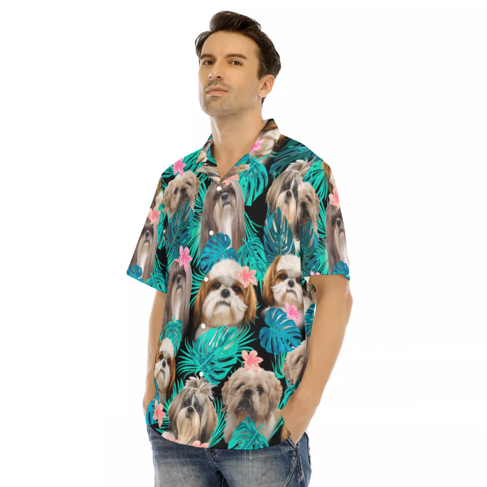 Shih Tzu Men's Hawaiian Shirt | Hawaiian Shirt Dogs | Best Summer Party Short Sleeve Shirt For Men