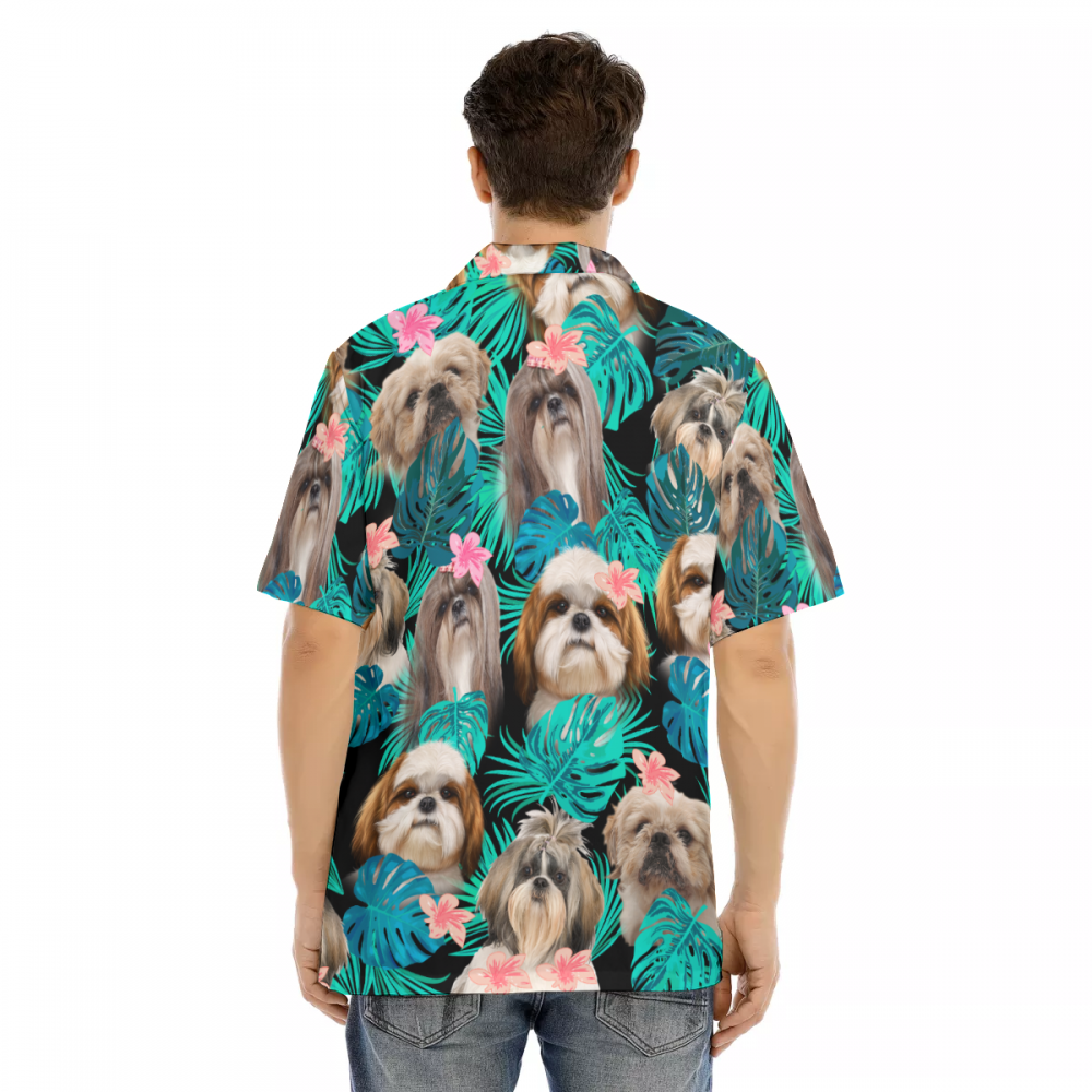 Shih Tzu Men's Hawaiian Shirt | Hawaiian Shirt Dogs | Best Summer Party Short Sleeve Shirt For Men
